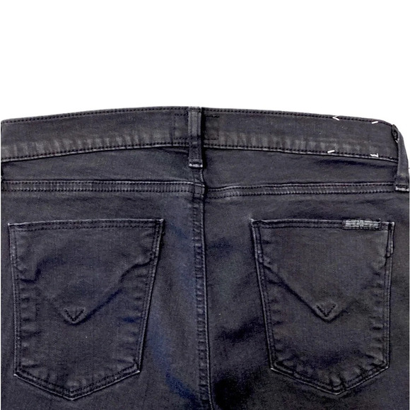 Hudson Ava Super Skinny Black Wash Jeans With Lambs Leather Tuxedo Stripe Sz. 27 - Picture 10 of 11